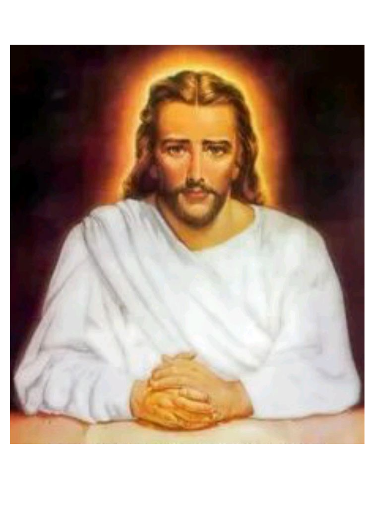 A picture of concerned Jesus holding his hands together